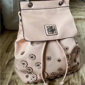 Catherine Malandrino  Blush Studded Floral Backpack Bag